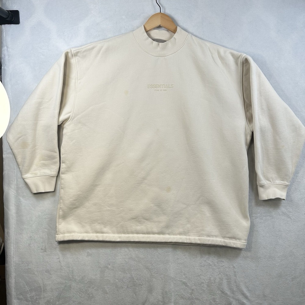 Essentials Fear Of God Men's Mocha Medium Mock Neck Relaxed Crewneck Sweatshirt
